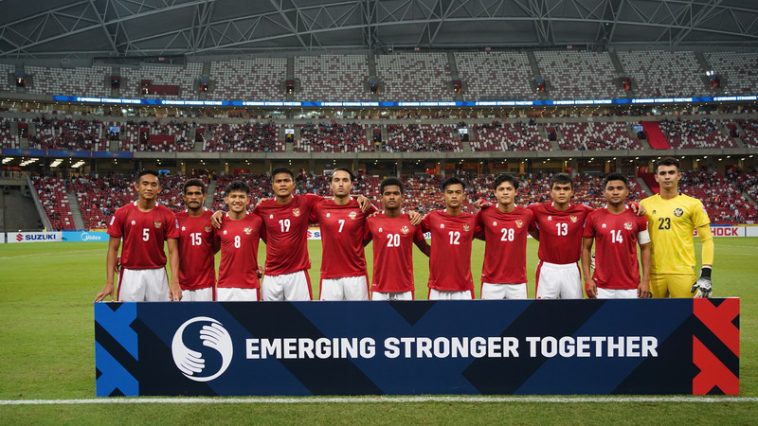 Tim inti Indonesia kontra Singapura dalam laga semifinal kedua Piala AFF 2020 di National Stadium, Singapura, pada Sabtu (25/12/2021). Dokumentasi AFF
