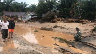 Penampakan pascabanjir bandang di Kabupaten Padang Lawas, Sumatera Utara (Sumut), pada awal Januari 2022. Dokumentasi BPBD Padang Lawas