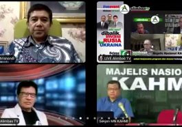 Tangkapan layar kegiatan diskusi daring "Ada Apa di Balik Invasi Rusia ke Ukraina?" yang digelar Lembaga Kajian Strategis MN KAHMI-Alimbas TV pada Selasa (8/3/2022). LMD MN KAHMI/Fatah Sidik