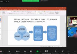 Pengamat kebijakan pertambangan, La Ode Ida (kanan bawah), menyampaikan paparannya dalam webinar "Legalitas dan Transparansi Pencabutan IUP Operasi Produksi dan Percepatan RKAB 2022 untuk PEN Sektor Minerba Pascapandemi Covid-19" yang digelar Lembaga Kajian Strategis MN KAHMI, Rabu (16/3/2022). Foto LMD MN KAHMI/Azka Rizqi