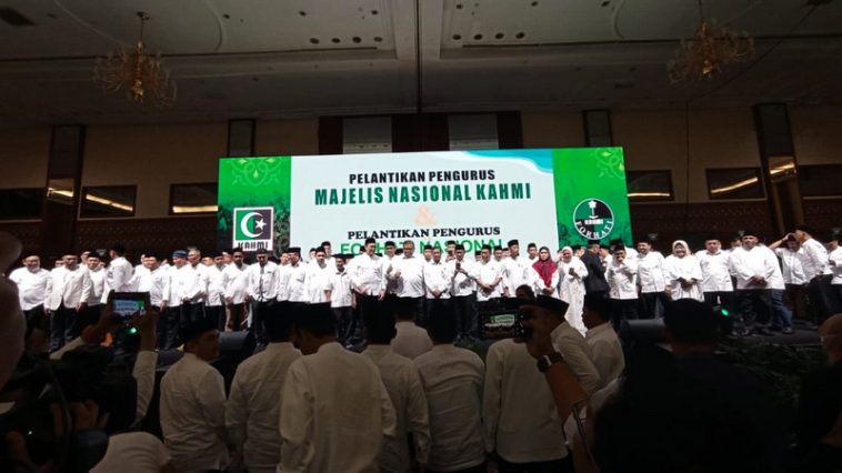 Pelantikan pengurus MN KAHMI 2022-2027 di Jakarta Convention Center (JCC), Jakarta, pada Senin (27/3/2023). LMD MN KAHMI/Fatah Sidik