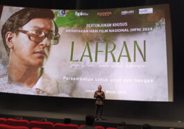 Koordinator Presidium MN KAHMI, Ahmad Doli Kurnia, memberikan sambutan dalam nobar film Lafran di Jakarta, Minggu (31/3/2024). KAHMINasional.com