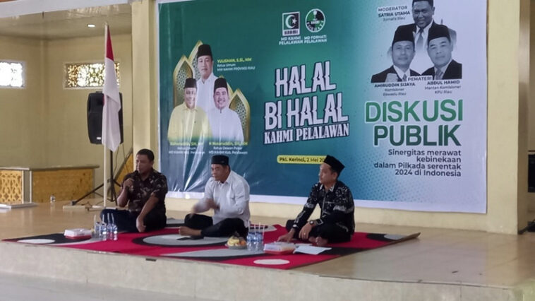 Kegiatan halal bihalal MD KAHMI Pelalawan di Gedung LAM Pelalawan, Riau, pada Kamis (2/5/2024). Foto Riautribune.com